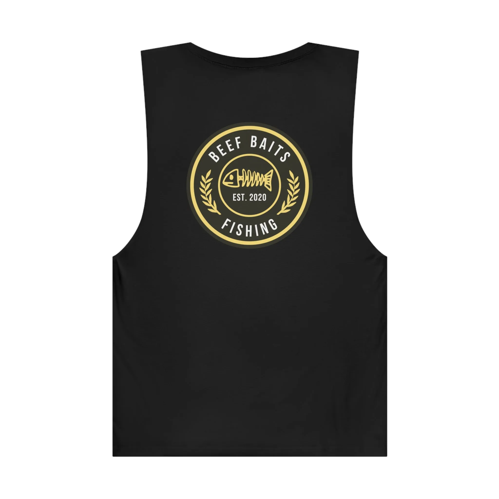 Beef Baits fishing yellow and black singlet fish skeleton Unisex Barnard Tank