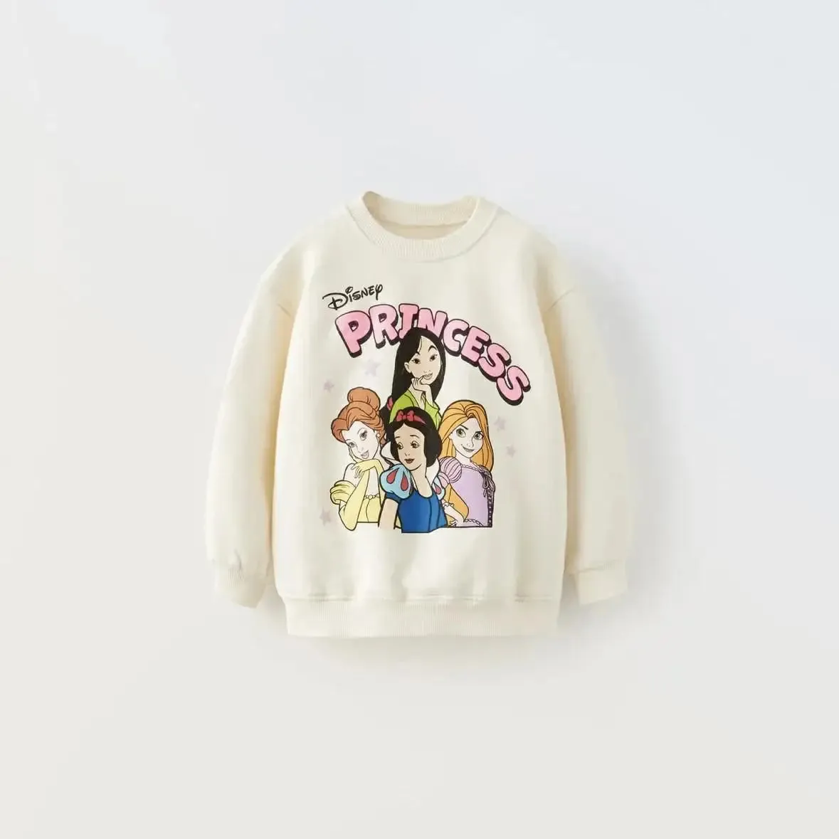 Kids' Loose-Fit Crew Neck Long-Sleeve Sweatshirt with Disney Print - White, Grey