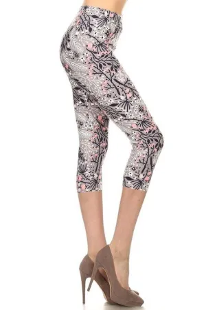 Multi Printed High Waisted Capri Leggings
