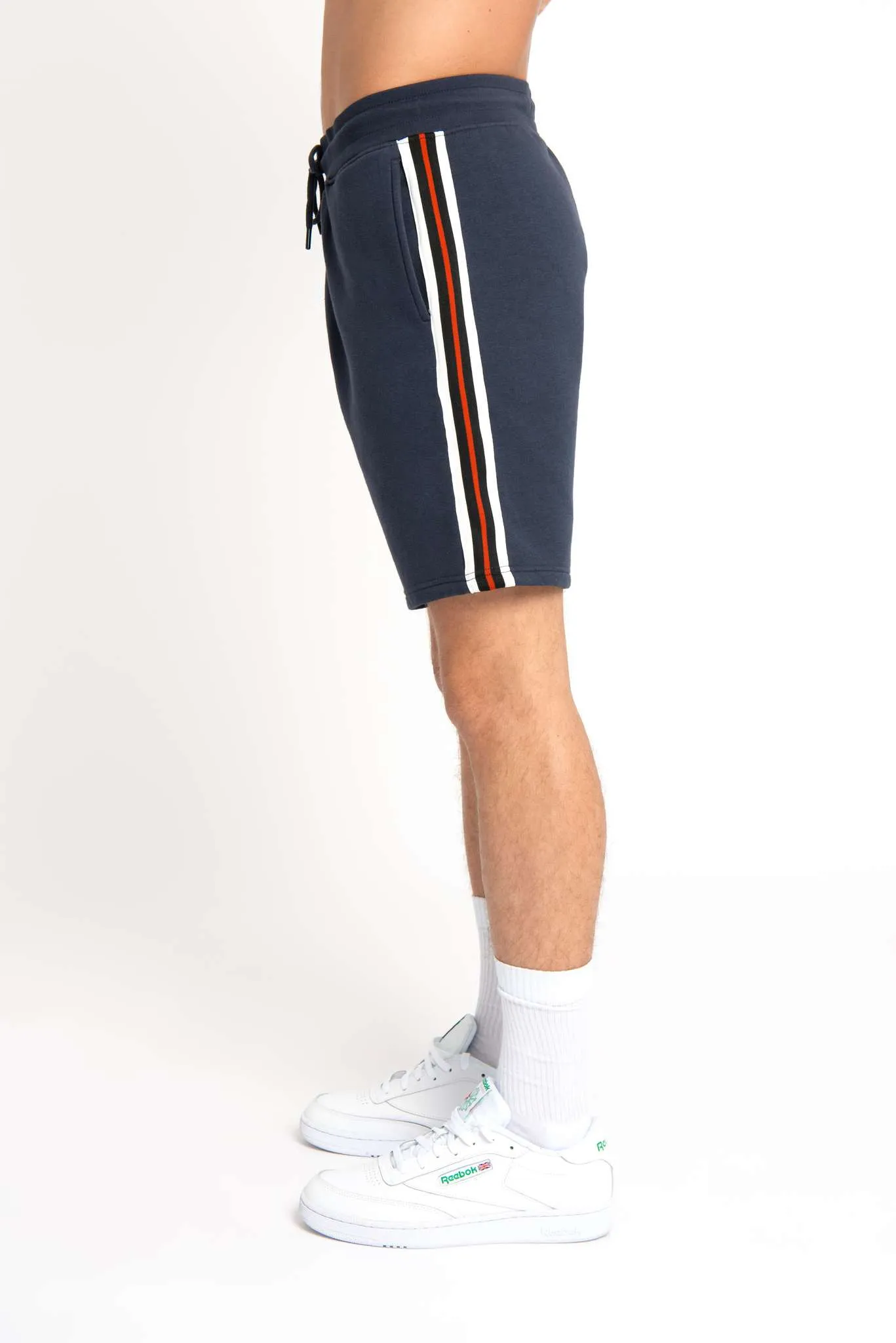 Urban Threads Navy Jersey Shorts With Stripe Taping