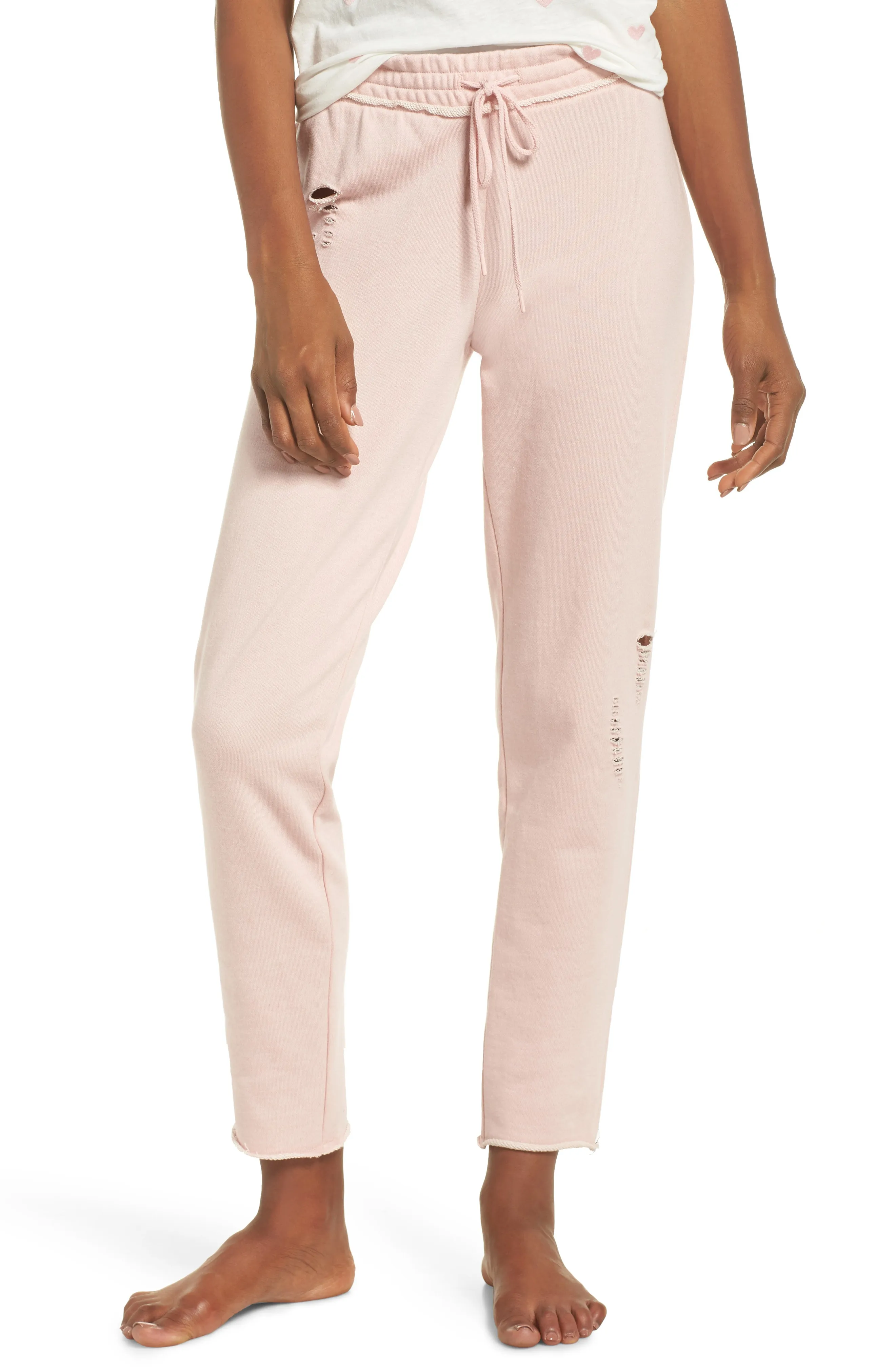 Women's Blush Pink Distressed Loose Fit Sweatpants by PJ SALVAGE, Sz XL! Retails $62  on sale!