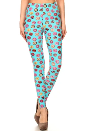 Women's Regular Donuts Yum Yum Pattern Printed Leggings